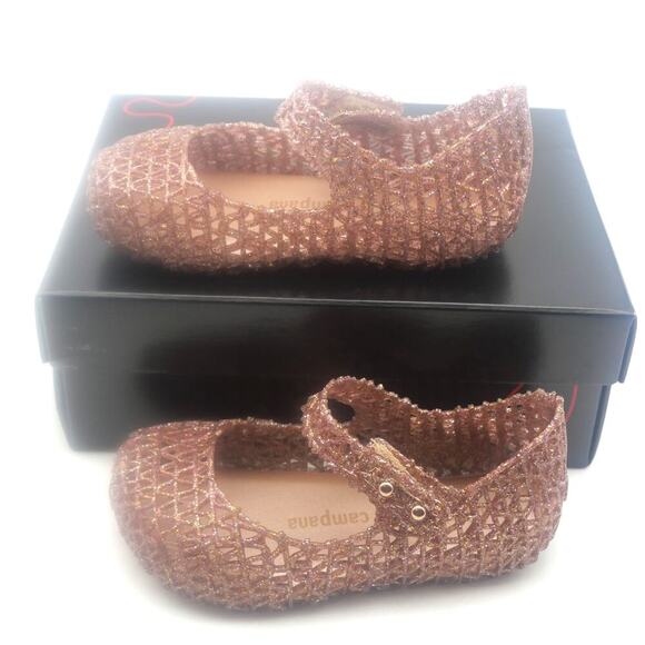 NEW Mini Melissa Rose Glitter Campana Mary Jane Shoes Sandals Toddler Girls 7 - Picture 4 of 13